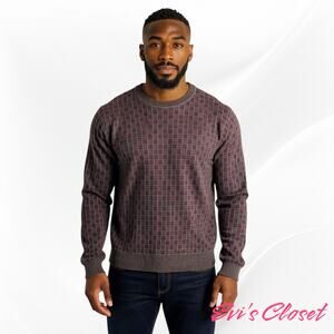 Jantzen Vintage Men's Sweater.Multicolor Geometric Wine Grey Blue S XL